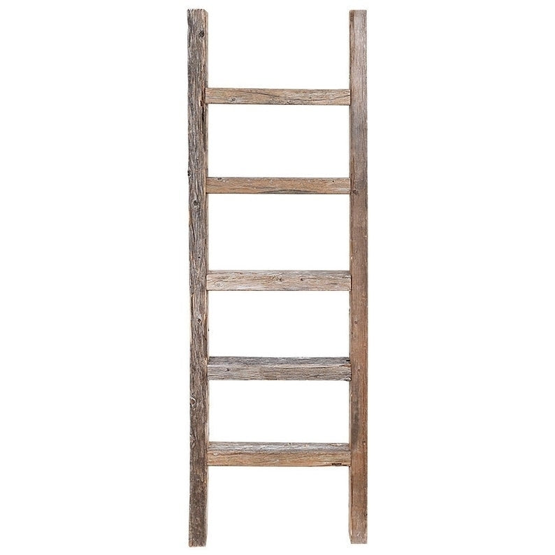 Decorative Ladder - Reclaimed Old Wooden Ladder 4 Foot Rustic Barn Wood Image 1