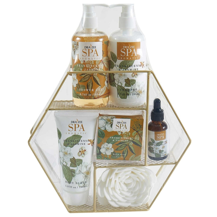 (2 Set) Draizee Bath Gift Set for Girls, Women w/ Frankincense & Jasmine Fragrance 7 Pieces - Shower Gel, Shampoo, Body Image 2