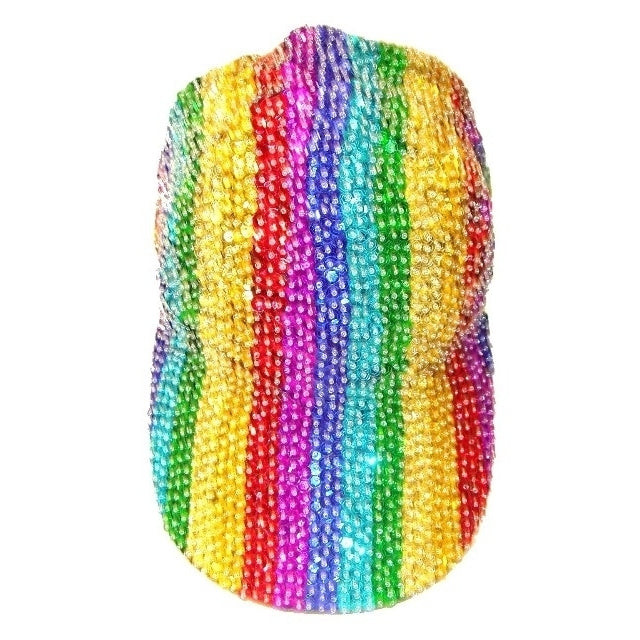 Sequin Baseball Cap Rainbow Stripes Image 1
