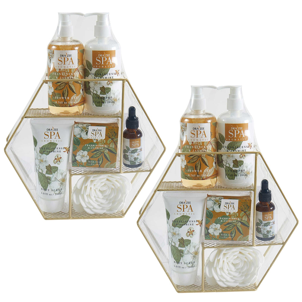 (2 Set) Draizee Bath Gift Set for Girls, Women w/ Frankincense & Jasmine Fragrance 7 Pieces - Shower Gel, Shampoo, Body Image 1