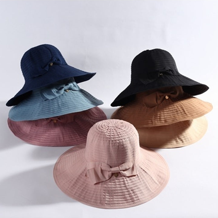 Womens All-match Large-edge Foldable Sun Hat Image 1