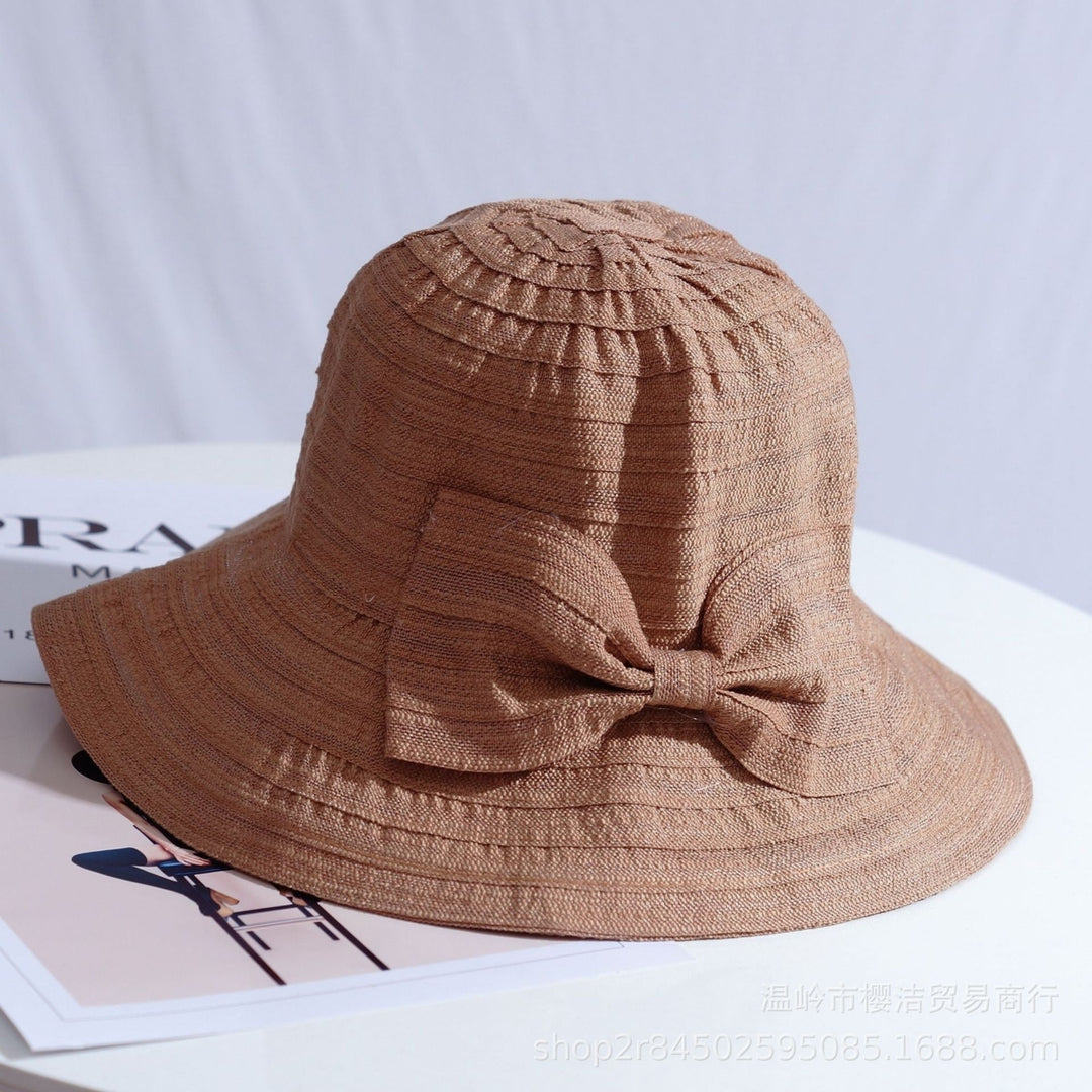 Summer Bowknot Big Eaves Sunshade Fisherman Hat Ladies Image 6