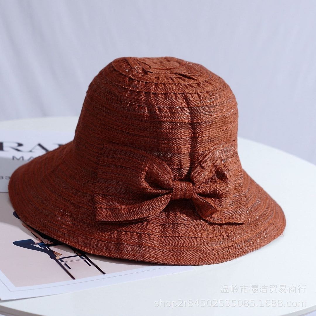 Summer Bowknot Big Eaves Sunshade Fisherman Hat Ladies Image 1