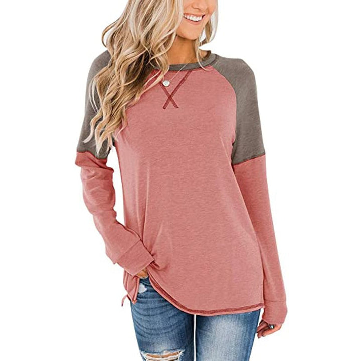 Ladies Stitching Casual T-shirt Loose Top Image 10