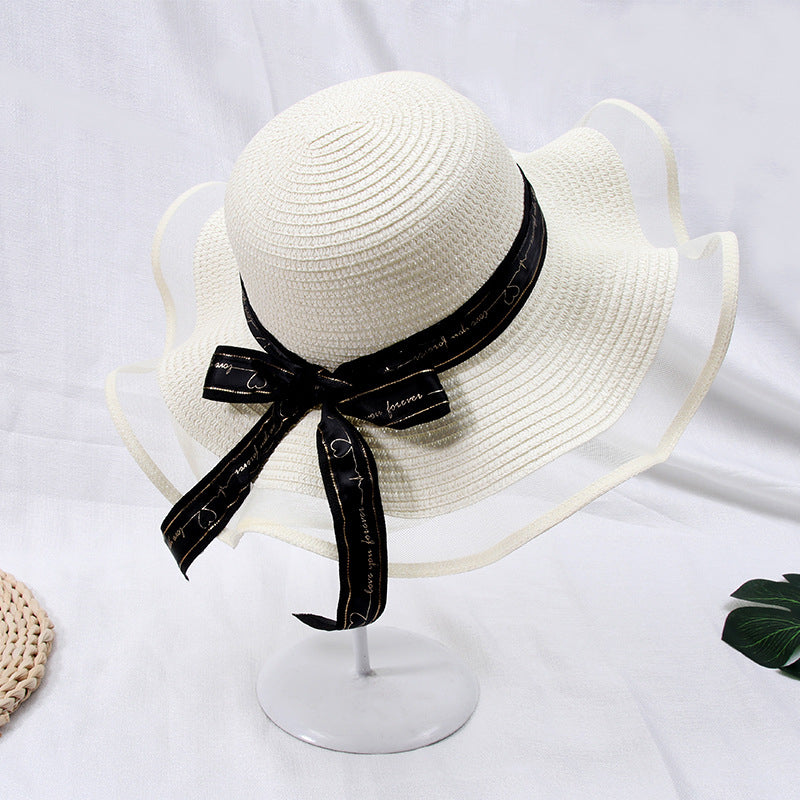 Womens Net Yarn All-match Breathable Sun Hat Image 3