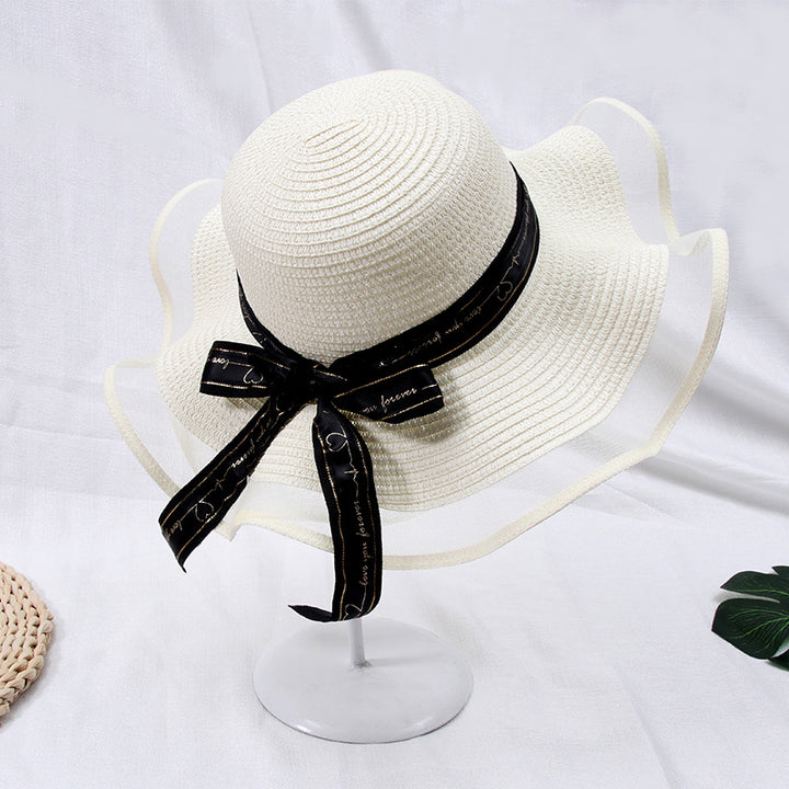 Womens Net Yarn All-match Breathable Sun Hat Image 3