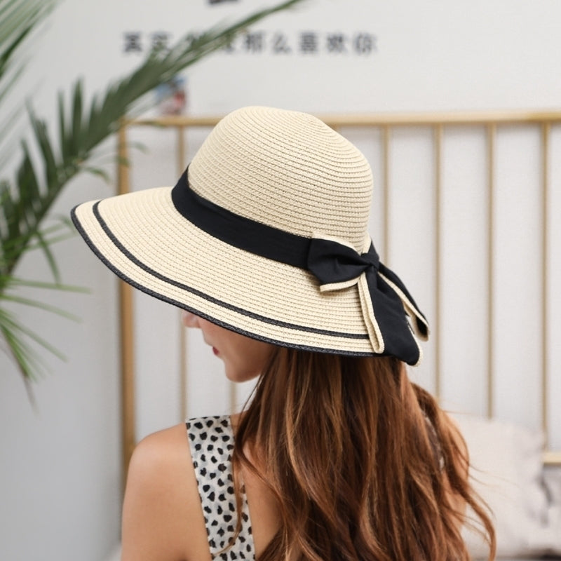 Womens Fashion Big Bow Beach Hat Image 3