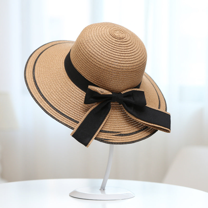 Womens Fashion Big Bow Beach Hat Image 1