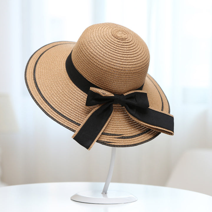 Womens Fashion Big Bow Beach Hat Image 6