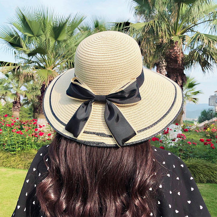 Womens Fashion Big Bow Beach Hat Image 7