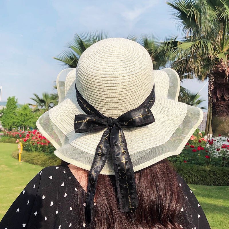 Womens Net Yarn All-match Breathable Sun Hat Image 1