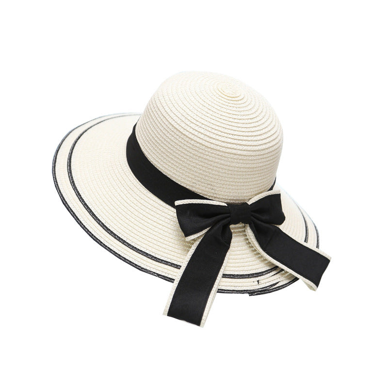 Womens Fashion Big Bow Beach Hat Image 1