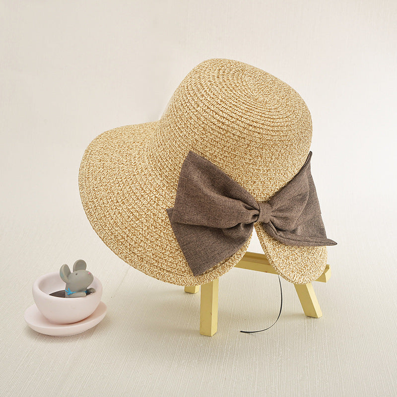 Womens Sunscreen Straw Hat With Split Big Bow Image 6