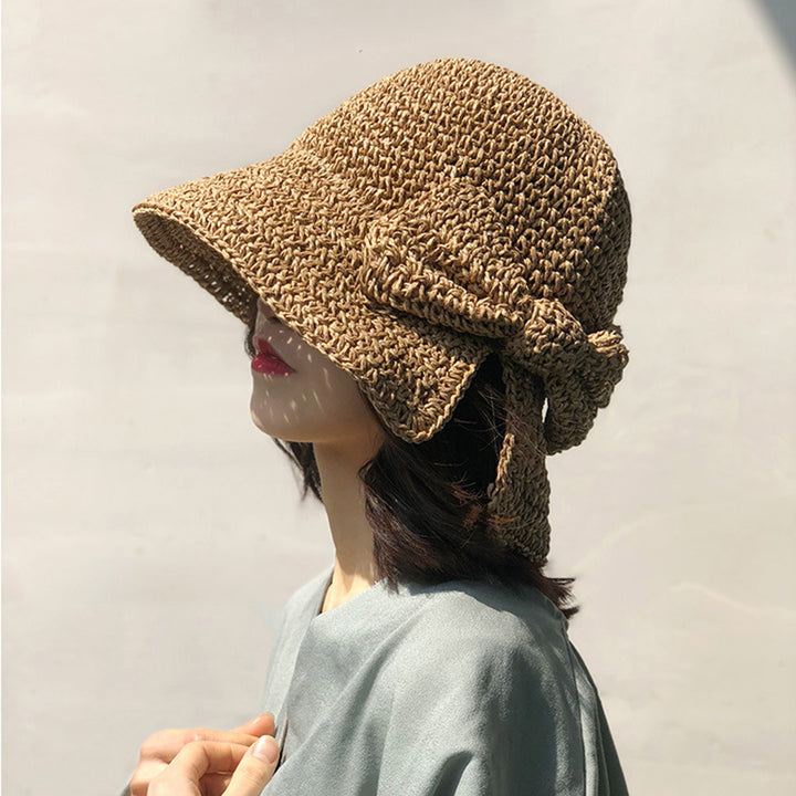 Womens Straw Hat With Big Side Sunshade Image 3