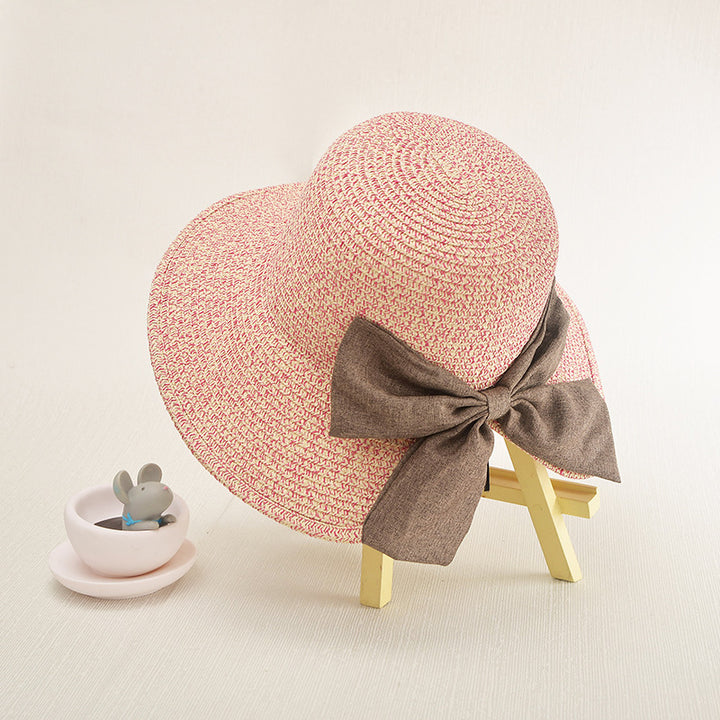 Womens Sunscreen Straw Hat With Split Big Bow Image 8