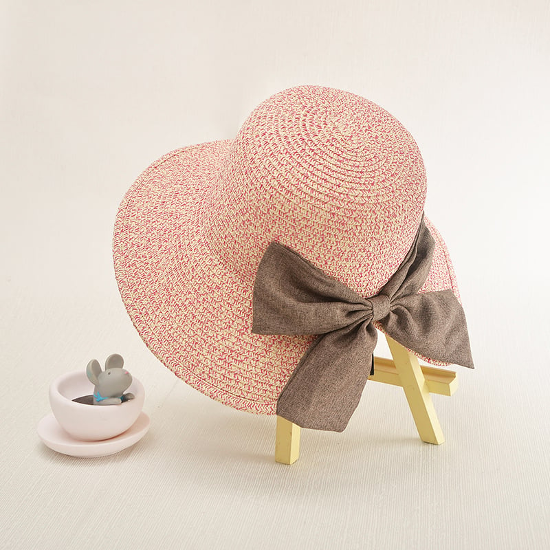 Womens Sunscreen Straw Hat With Split Big Bow Image 1