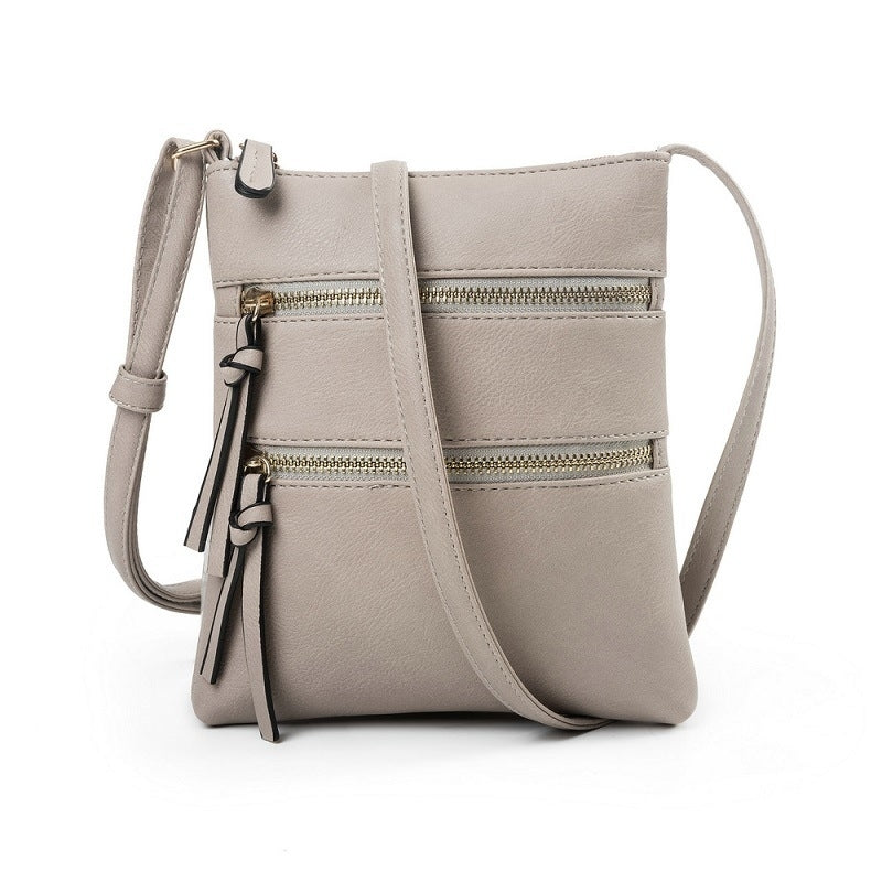 Multifunctional Double Zipper One-shoulder Messenger Bag Image 6