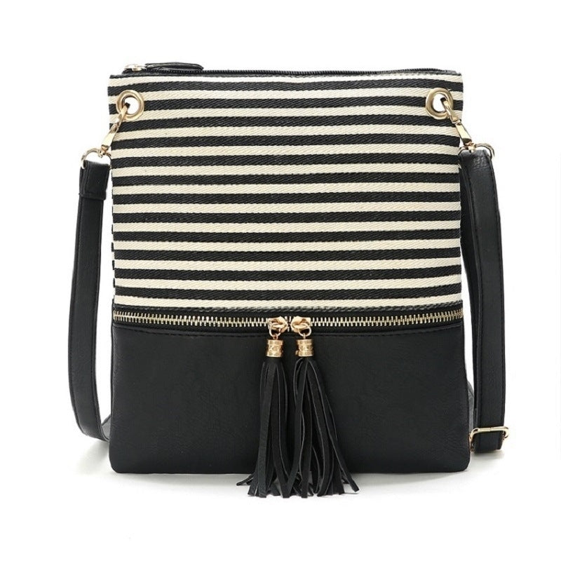 Contrasting Pu Simple Tassel Small Square Bag Image 1