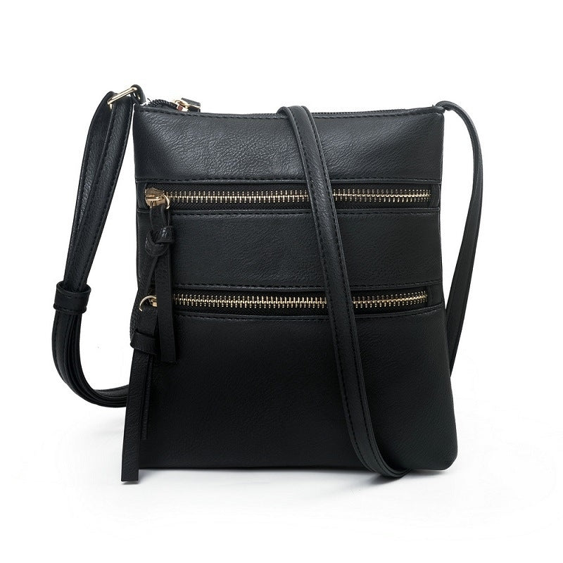 Multifunctional Double Zipper One-shoulder Messenger Bag Image 7