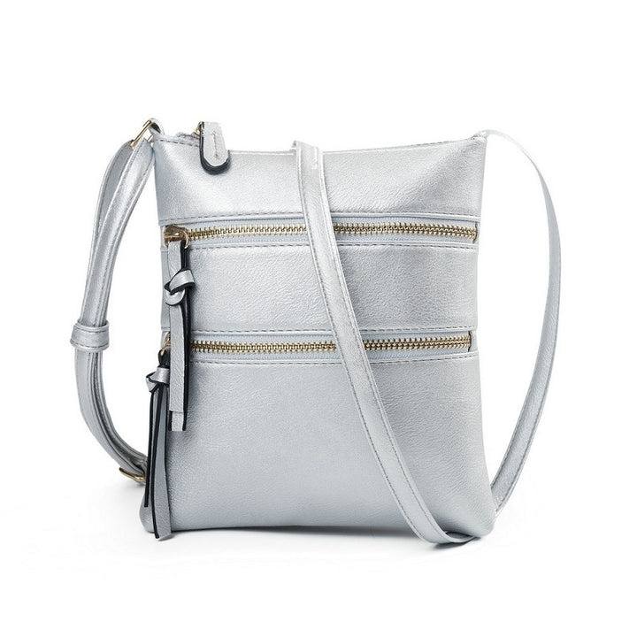 Multifunctional Double Zipper One-shoulder Messenger Bag Image 8