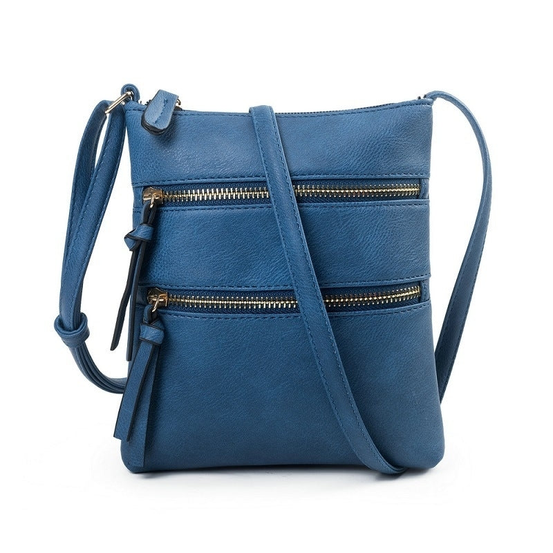 Multifunctional Double Zipper One-shoulder Messenger Bag Image 9