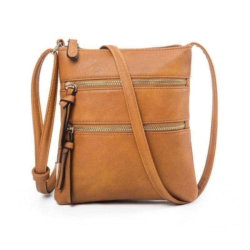 Multifunctional Double Zipper One-shoulder Messenger Bag Image 10