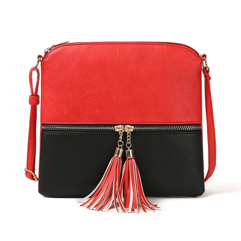 Double Fringe Zipper Diagonal Shoulder Bag Image 8