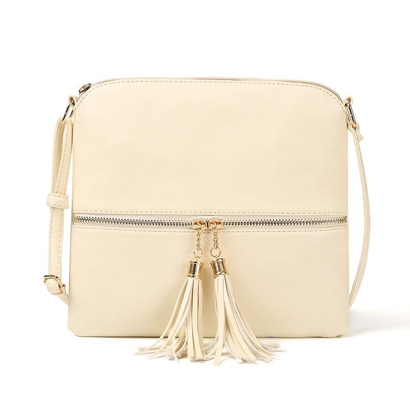 Double Fringe Zipper Diagonal Shoulder Bag Image 10