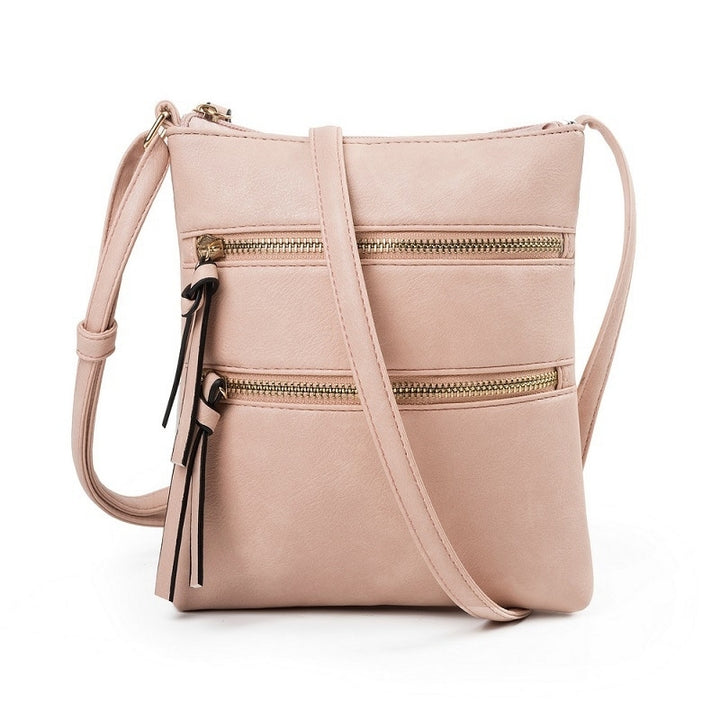 Multifunctional Double Zipper One-shoulder Messenger Bag Image 11