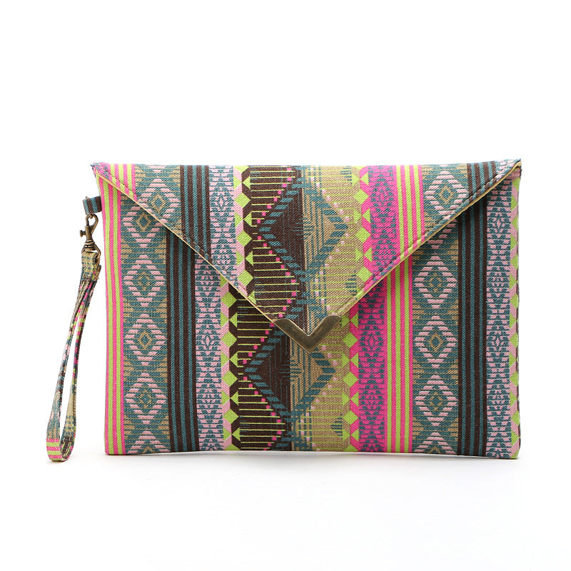 Ethnic Style Canvas Female Envelope Clutch Image 1