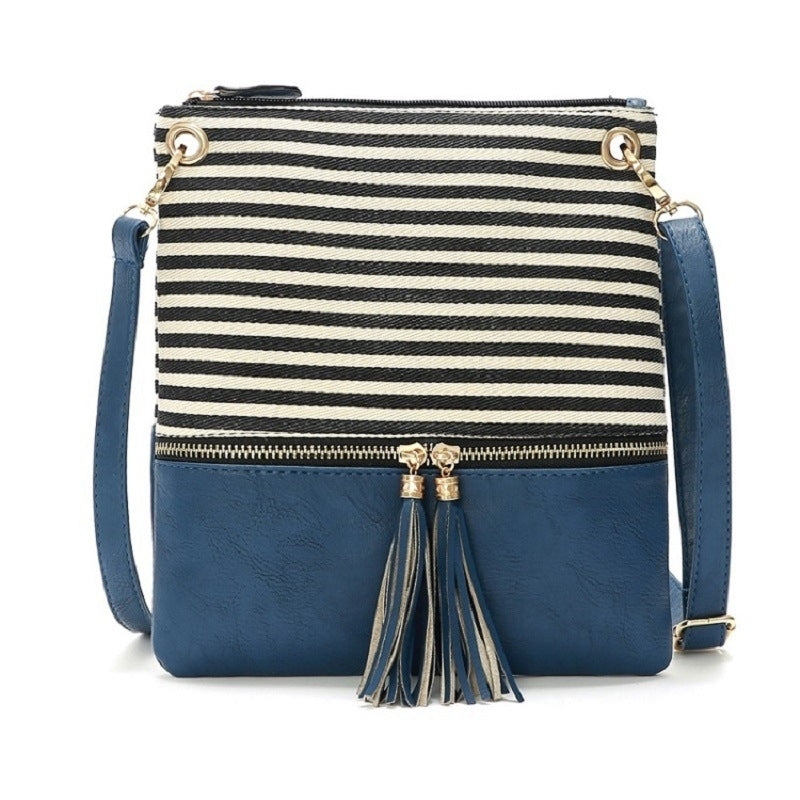 Contrasting Pu Simple Tassel Small Square Bag Image 9