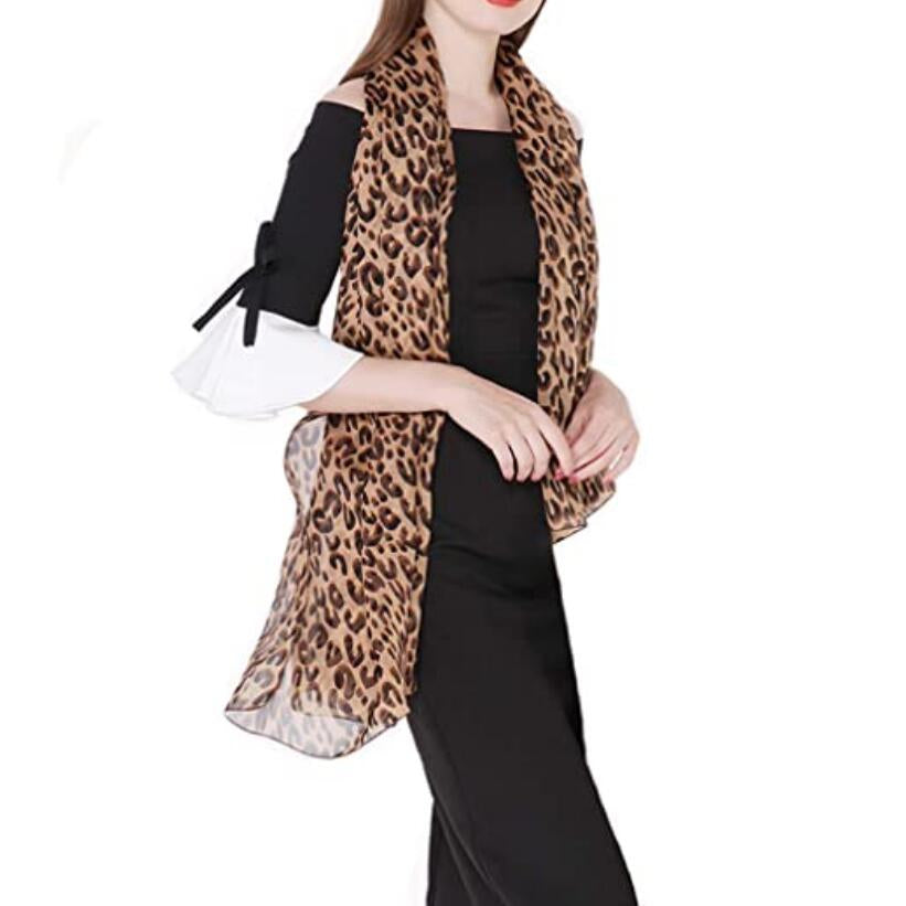 Leopard Chiffon Scarf Image 1