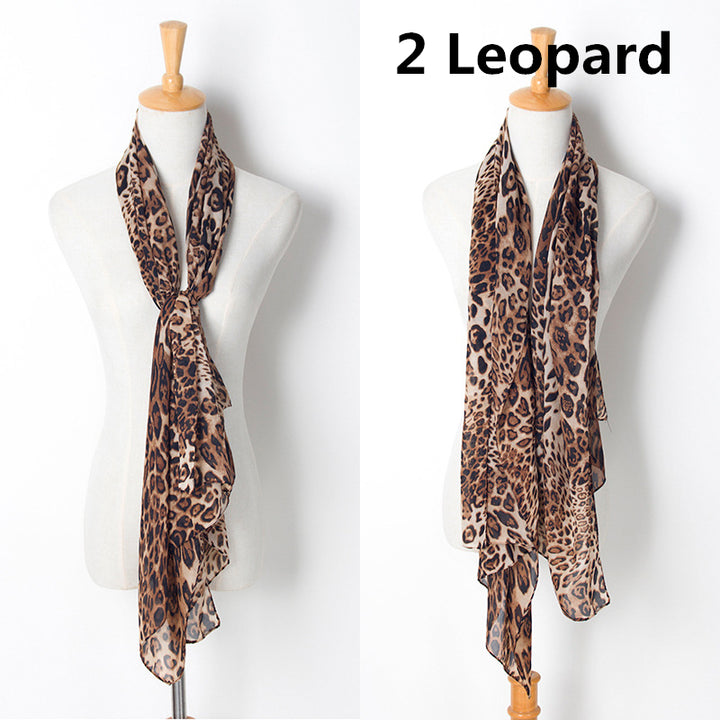 Leopard Chiffon Scarf Image 7