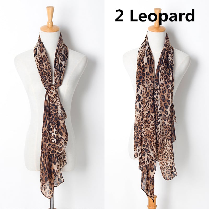 Leopard Chiffon Scarf Image 1