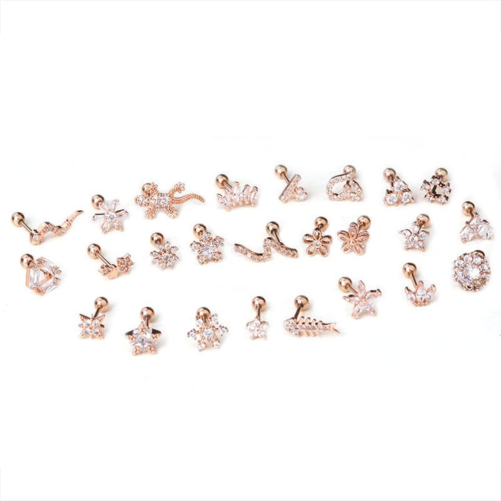 Thin Rod Micro-inlaid Zircon Ear Studs Image 4