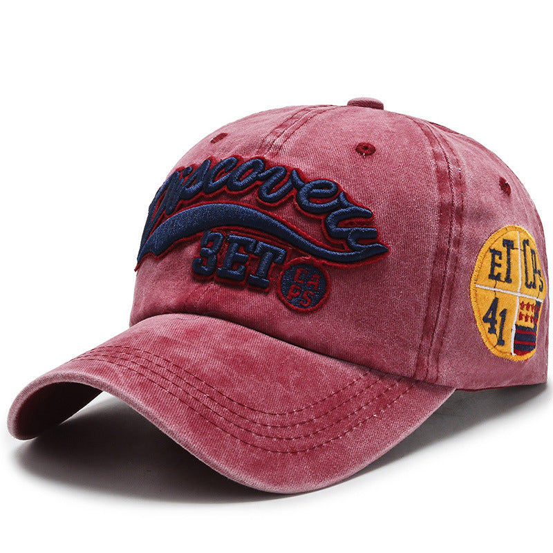 Washed Embroidery Letter Broken Cap Unisex Image 6