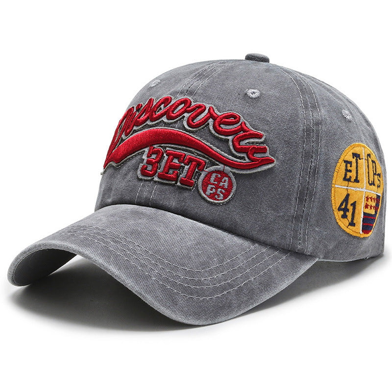 Washed Embroidery Letter Broken Cap Unisex Image 8