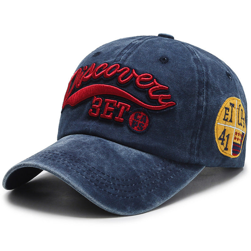 Washed Embroidery Letter Broken Cap Unisex Image 10