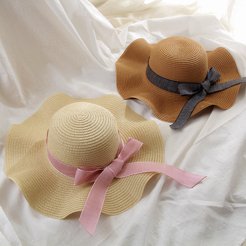 Ladies Versatile Wave-edge Bow Sun Hat Image 2