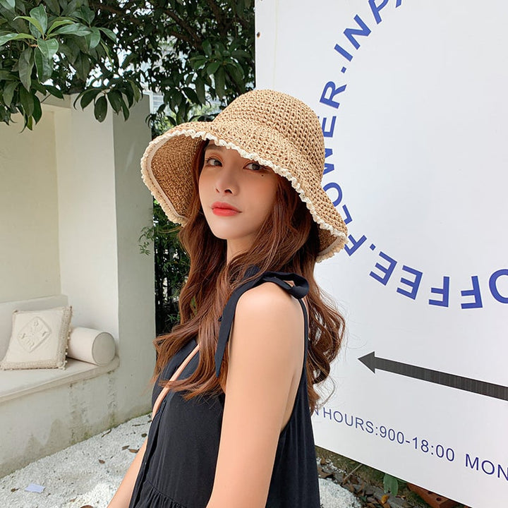 Girls Fresh Beach Sunshade Hat Foldable Image 8
