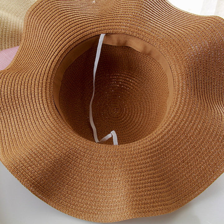 Ladies Versatile Wave-edge Bow Sun Hat Image 4