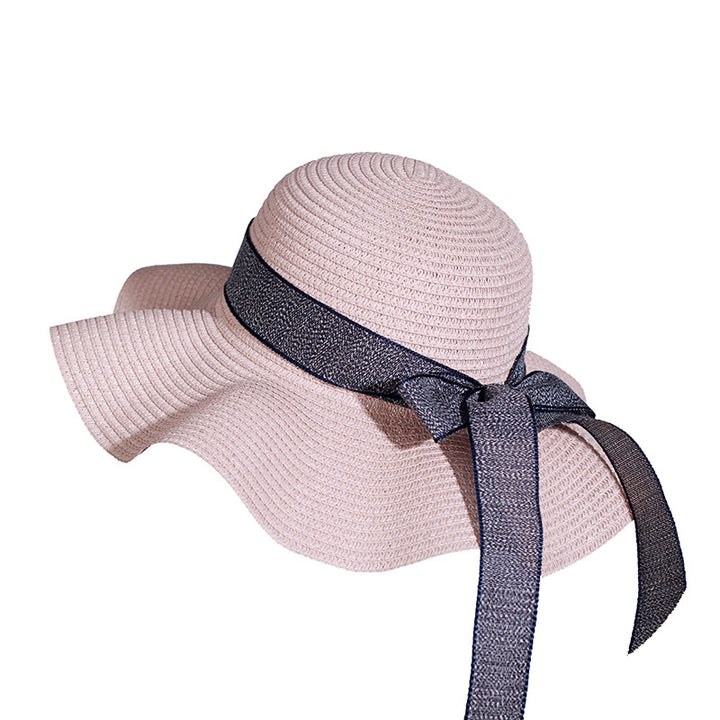 Ladies Versatile Wave-edge Bow Sun Hat Image 7