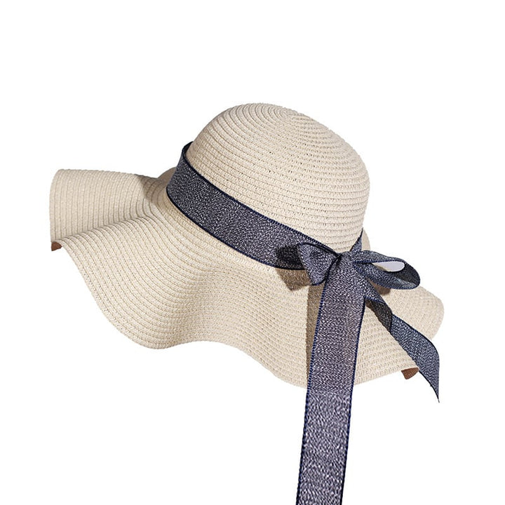 Ladies Versatile Wave-edge Bow Sun Hat Image 1