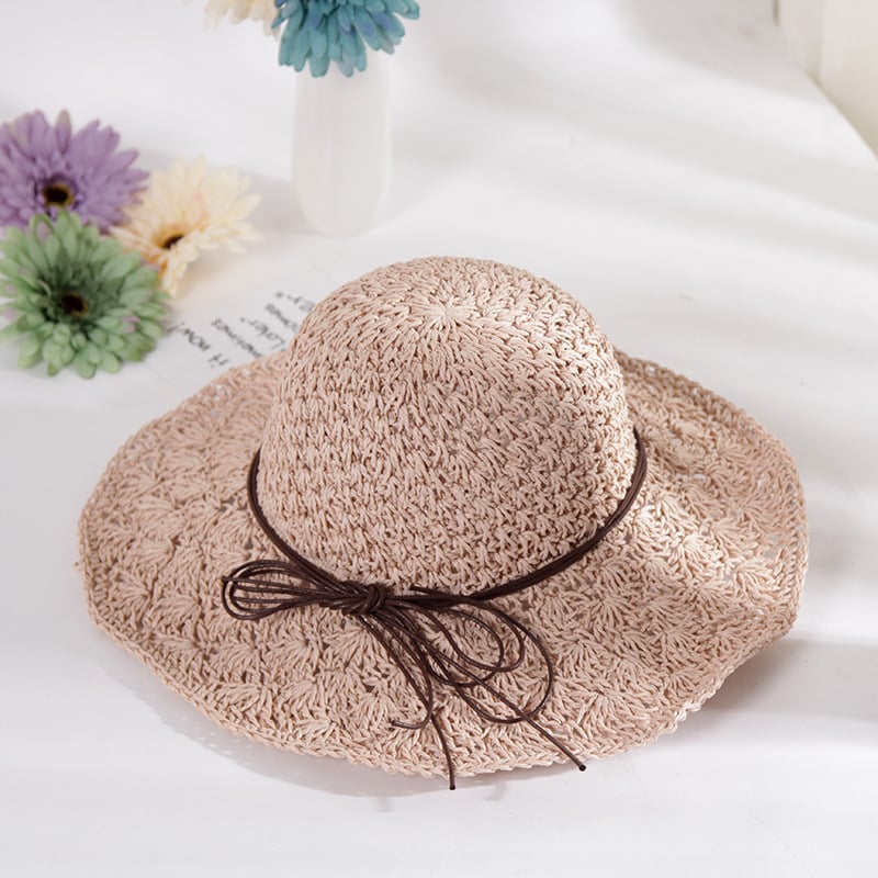 Crochet Straw Hat Women Foldable All-match Image 1