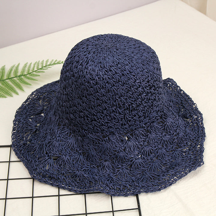 Crochet Straw Hat Women Foldable All-match Image 7