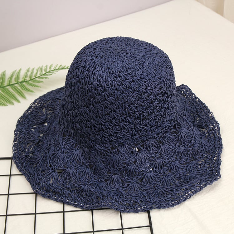 Crochet Straw Hat Women Foldable All-match Image 1