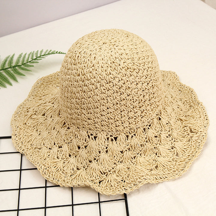 Crochet Straw Hat Women Foldable All-match Image 8