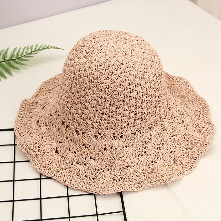 Crochet Straw Hat Women Foldable All-match Image 9