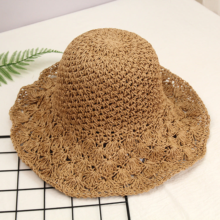 Crochet Straw Hat Women Foldable All-match Image 10