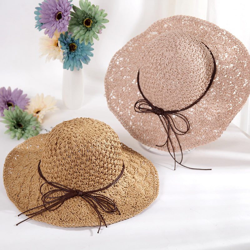 Crochet Straw Hat Women Foldable All-match Image 11